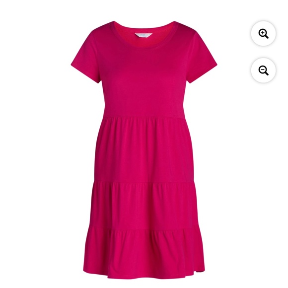 Time and Tru Women’s Smokin Hot Pink Tiered Dress Size XL NEW - Picture 4 of 5